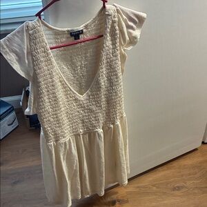 Torrid Cream Smocked Top